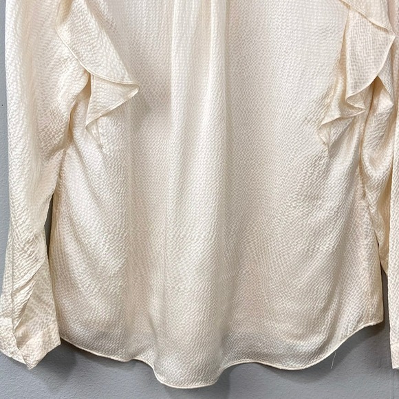 Rebecca Taylor Hammered Silk Ruffle Blouse Top Size 6 Ivory Romantic Minimalist - Picture 10 of 10